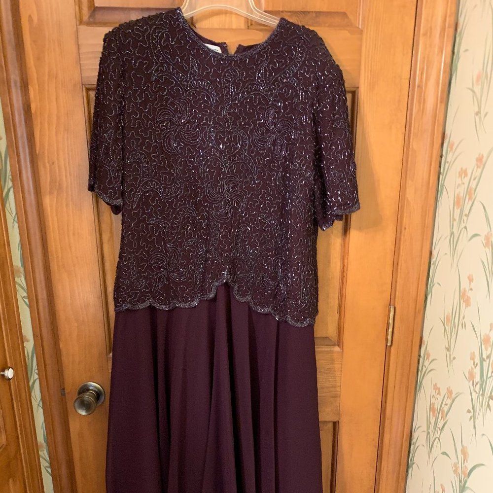 Purple beaded below knee dress